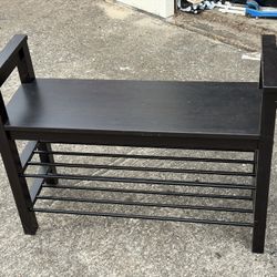 This is an IKEA HEMNES bench with shoe storage