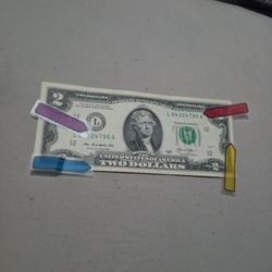🇺🇸"$2. Dollar Bill. (Miss Alignment) (2013) Off Center.