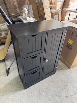 Dark Brown Wood Storage Cabinet with Drawers