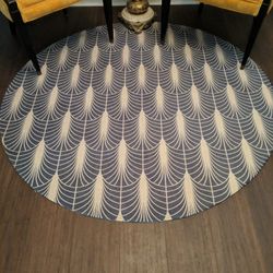 5' Round Art Deco Pattern Rug/Mat