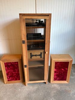 Vintage Wood Stereo Cabinet with Speakers