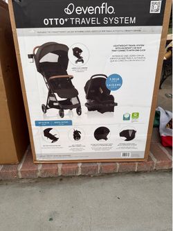Evenflo Otto+ Stroller Travel System with LiteMax Infant Car Seat, Chia Black
