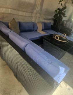 Patio Sectional Set With Table Fire Pit/9pc Sectional Set/Outdoor Furniture/Cash Only