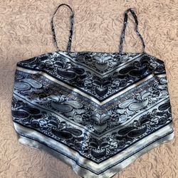 Blue Bandanna Crop Top