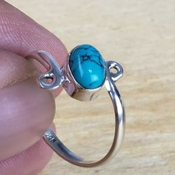 Sterling Silver 92.5 Turquoise Handmade Ring Size 7