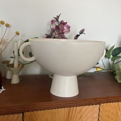 14.5” Crate And Barrel White Large Pedestal Bowl