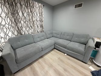 Light green/gray  Fabric L-Shaped Sectional Sofa