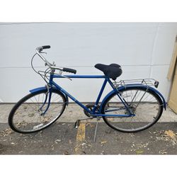 Blue Mens Brittany Free Spirit bike with rear rack. Men’s bicycle 