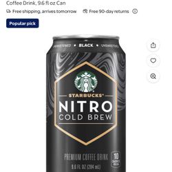 8 Pack Starbucks Nitro ColdBrew Black Unsweetened Premium Iced Coffee Drink, 9.6 fl oz Can