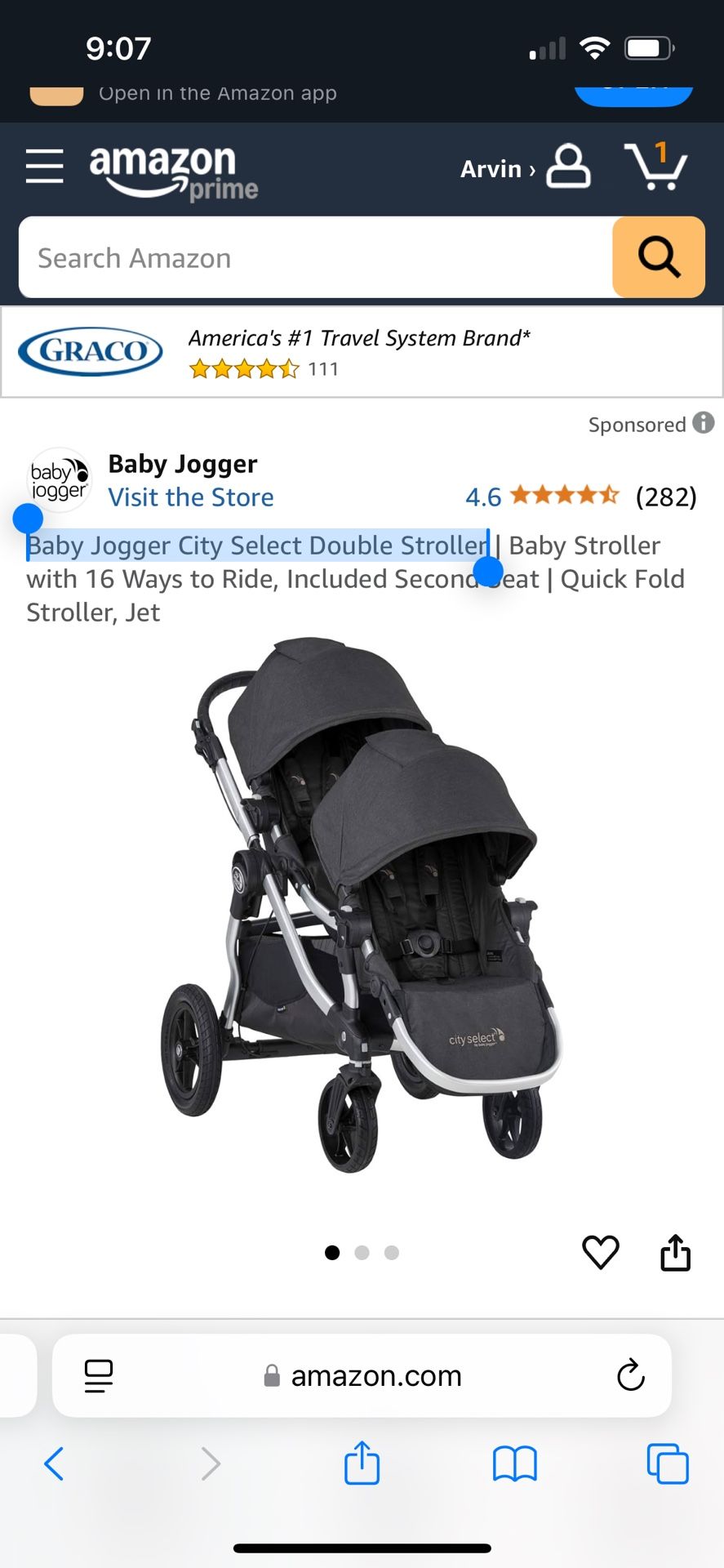 Baby Jogger City Select Double Stroller