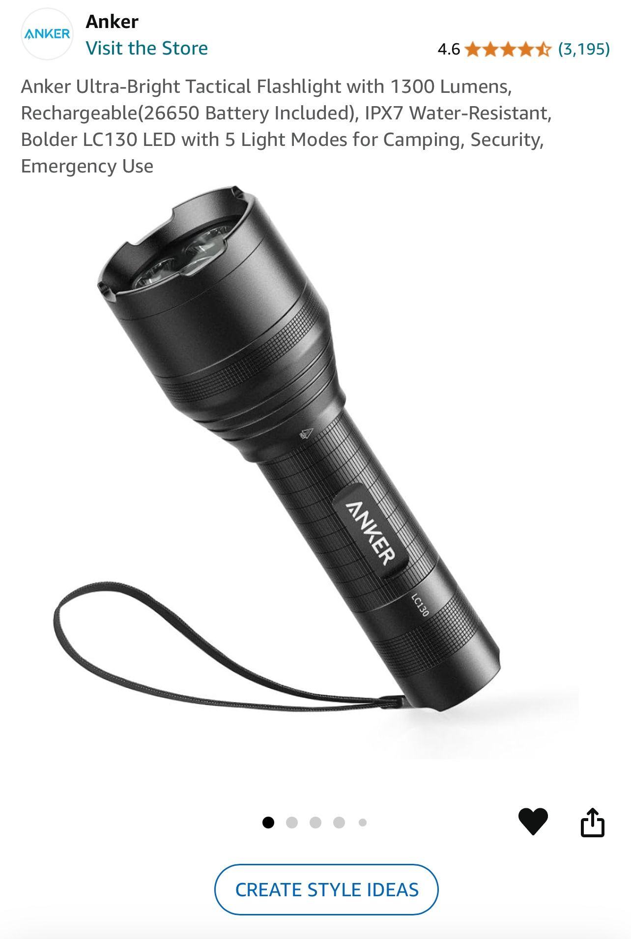 Anker Ultra-Bright Tactical Flashlight 1300 Lumens