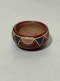 Vintage Santa Clara Pueblo Polychrome Redware Pottery Bowl