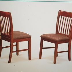 Two Kitchen Wooden Fabric Chairs