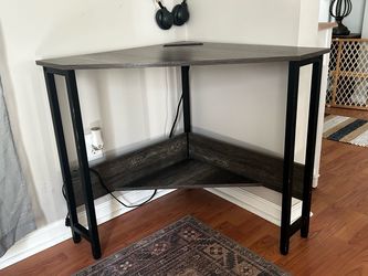 Industrial Corner Desk with Bottom Shelf