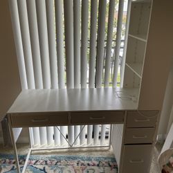 Office Desk With 2 - Tier Shelf