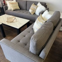2 Pc Gray Sofa And Loveseat 
