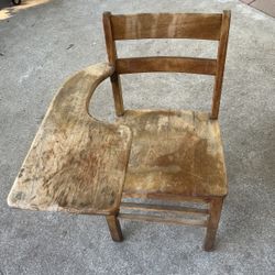 Oak Table Desk Chair Antique Soilid Wood With Book Tray