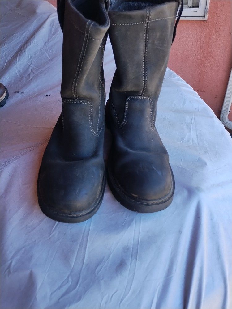 Black Leather Oil And Slip Resistant  Survival Boots