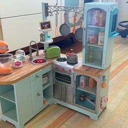 American Girl doll Kitchen, 30 Pieces Of Food And Add Ons, Teal Color