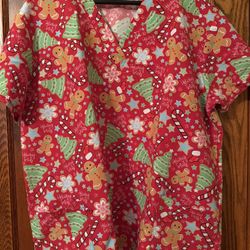 Christmas scrub top