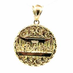 Men’s 10k Yellow Gold 1.5” Inch Round Last Supper Pendant for Necklace GP3136983