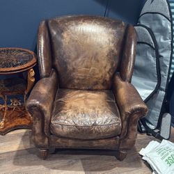 Antique Genuine Leather Chair 
