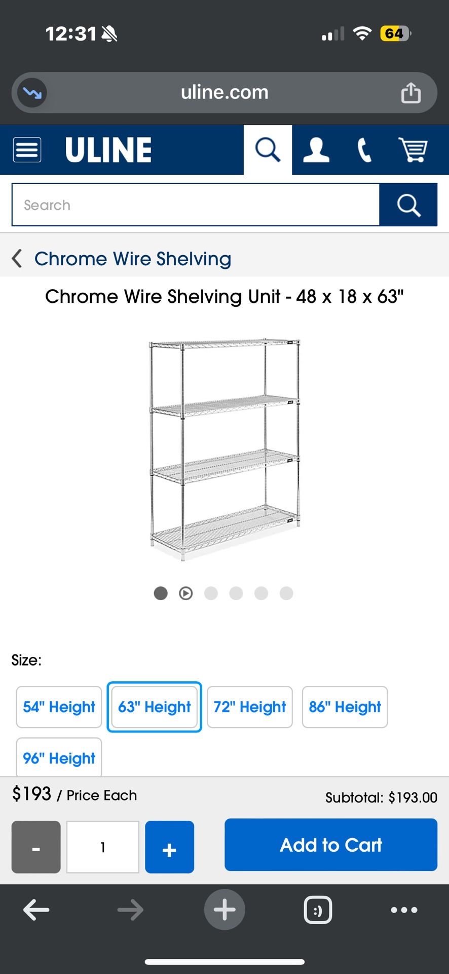 Uline metal shelving units