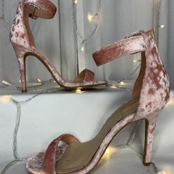 Pink Velvet Ankle Heels