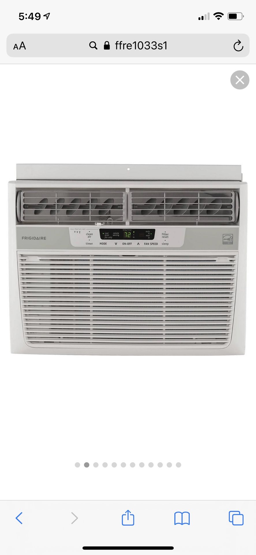 Frigidaire - 10,000 BTU Window Air Conditioner - White Model:FFRE1033S1