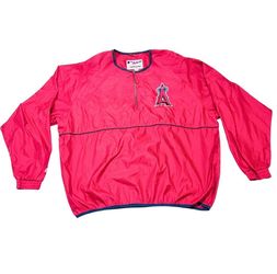 MLB Majestic Angels Pullover Quarter Zip Windbreaker Men XXL Pullover Jacket
