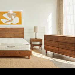 Avocado Brand Natural Wood Queen Bedroom Set