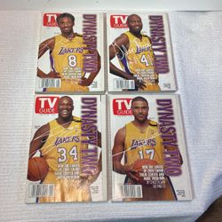 LOS ANGELES LAKERS COLLECTABLE 4 SET TV GUIDES