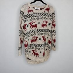 Shineflow Reindeer Fair Isle Knit Cabincore Sweater Size Small