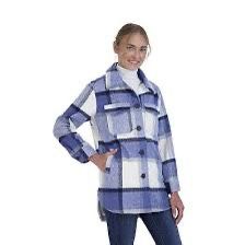 Women's Oversized Plaid Shirt Shacket Lined Coat - S.E.B. By SEBBY