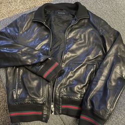 Gucci Leather Bomber Jacket