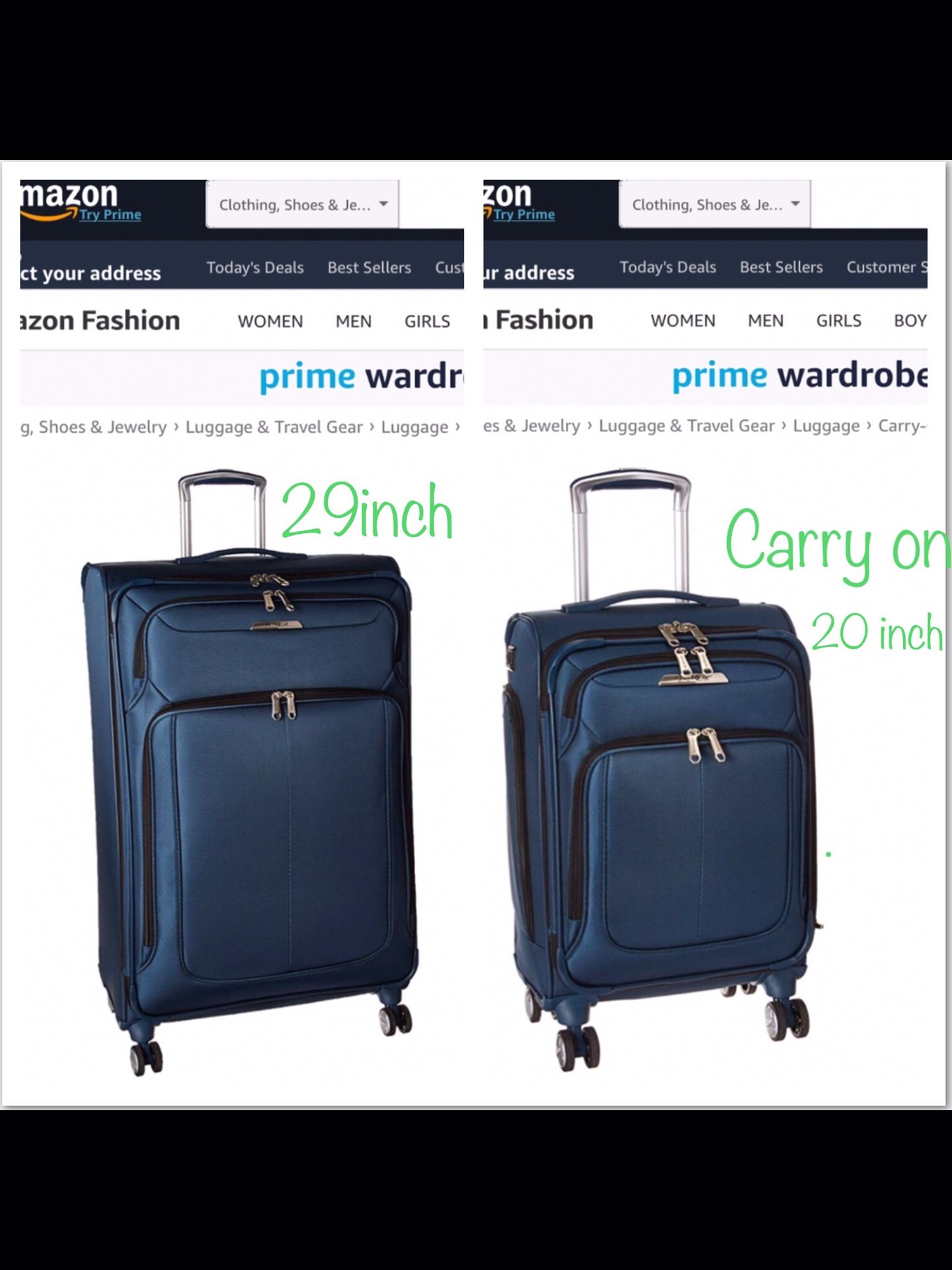 Samsonite Solyte DLX Expandable Softside Luggage with Spinner Wheels/ carry on 29 inch bag and 20 in