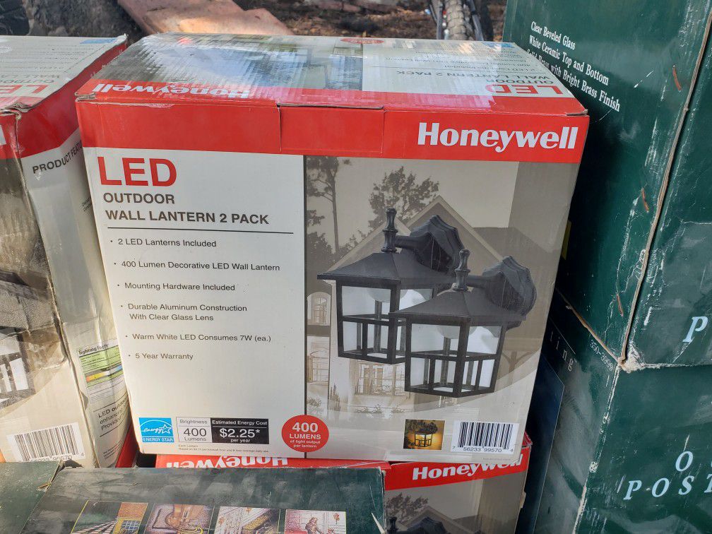 New In Box - Honeywell LED Outdoor Decorative Wall Lantern 2 Pack
