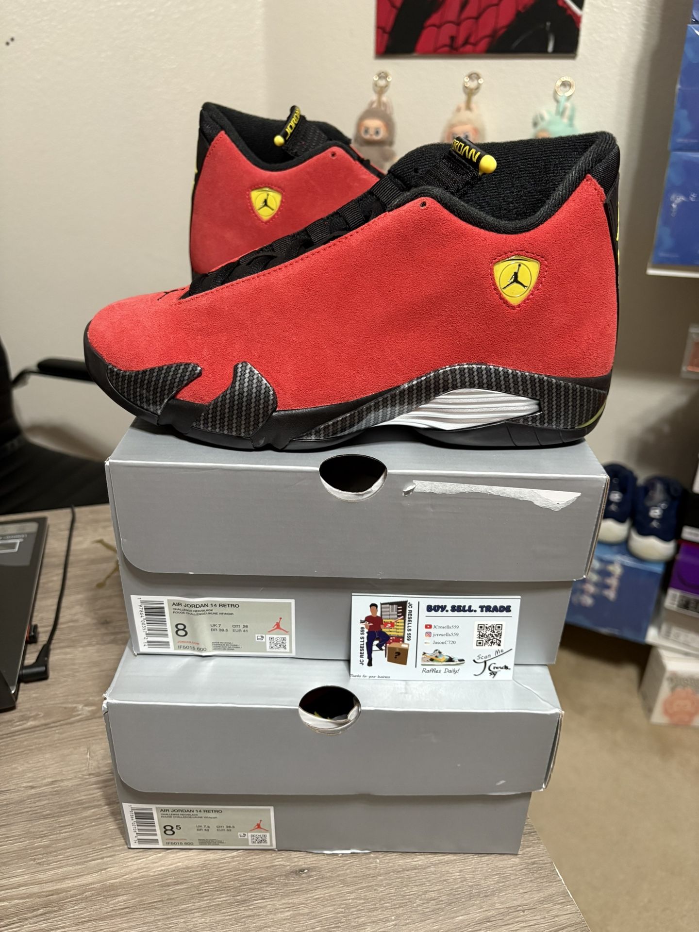 Size 8 or 8.5 - Air Jordan 14 Challenge Red Ferrari 2025