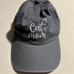 Denim Gray/Blue Cat Mom Baseball Cap