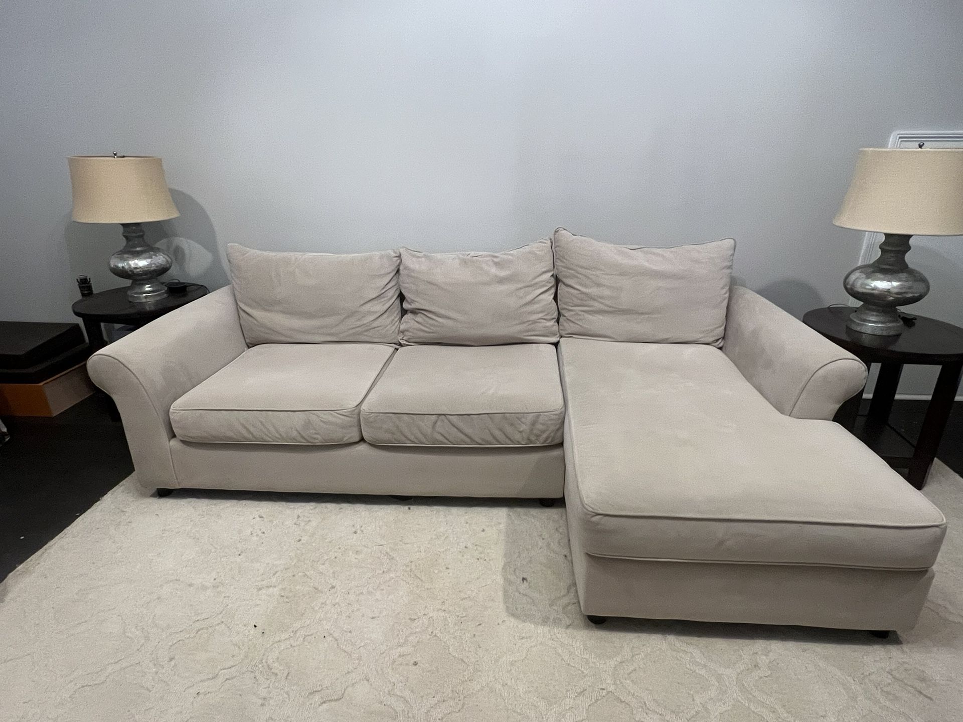 Pottery Barn Sectional Couch & Oversized Chair w/ Ottoman