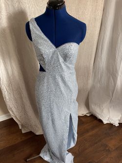 Graduation Formal Maxi Cutout One Shoulder Silver Dress