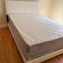 New QUEEN SIZE BED WITH MATTRESS AND BOXSPRING SET PLATFORM BED WITH MATTRESS AND BOXSPRING DIFFERENT MODELS AND COLORS 