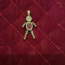 Vintage Baby Boy Sterling Silver Garnet Pendant