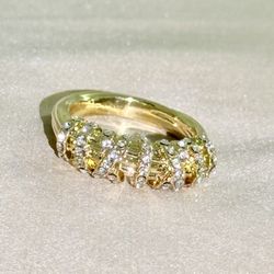 NWOT Golden Tone Twisted Wall Cluster CZ Ring in 7 Party ring