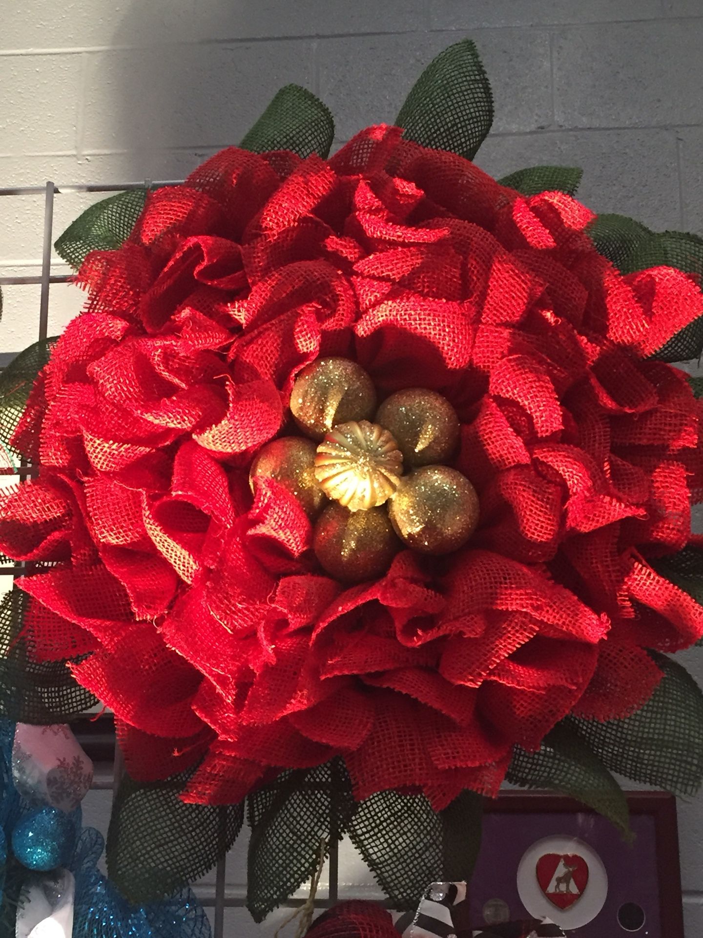 Burlap Poinsettia Wreath