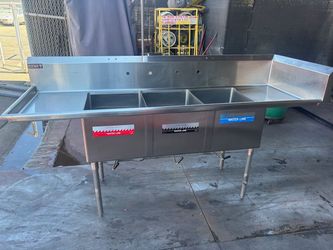 3 Compartment Sink 90.5" 20x28 Basin R&J Fab NSF Stainless Steel #5147