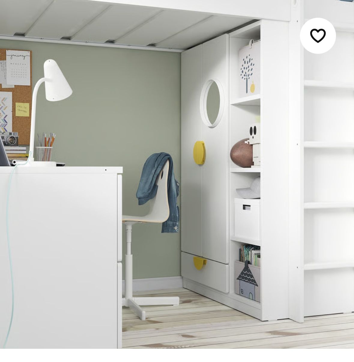 White Loft Bed With Desk And Storage