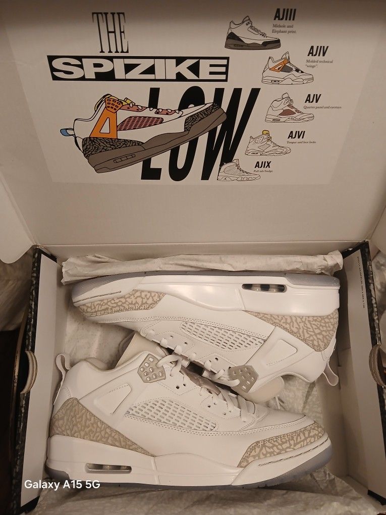 Nike Air Jordan Spizike Low (White/Neutral Grey) Men's Size 13