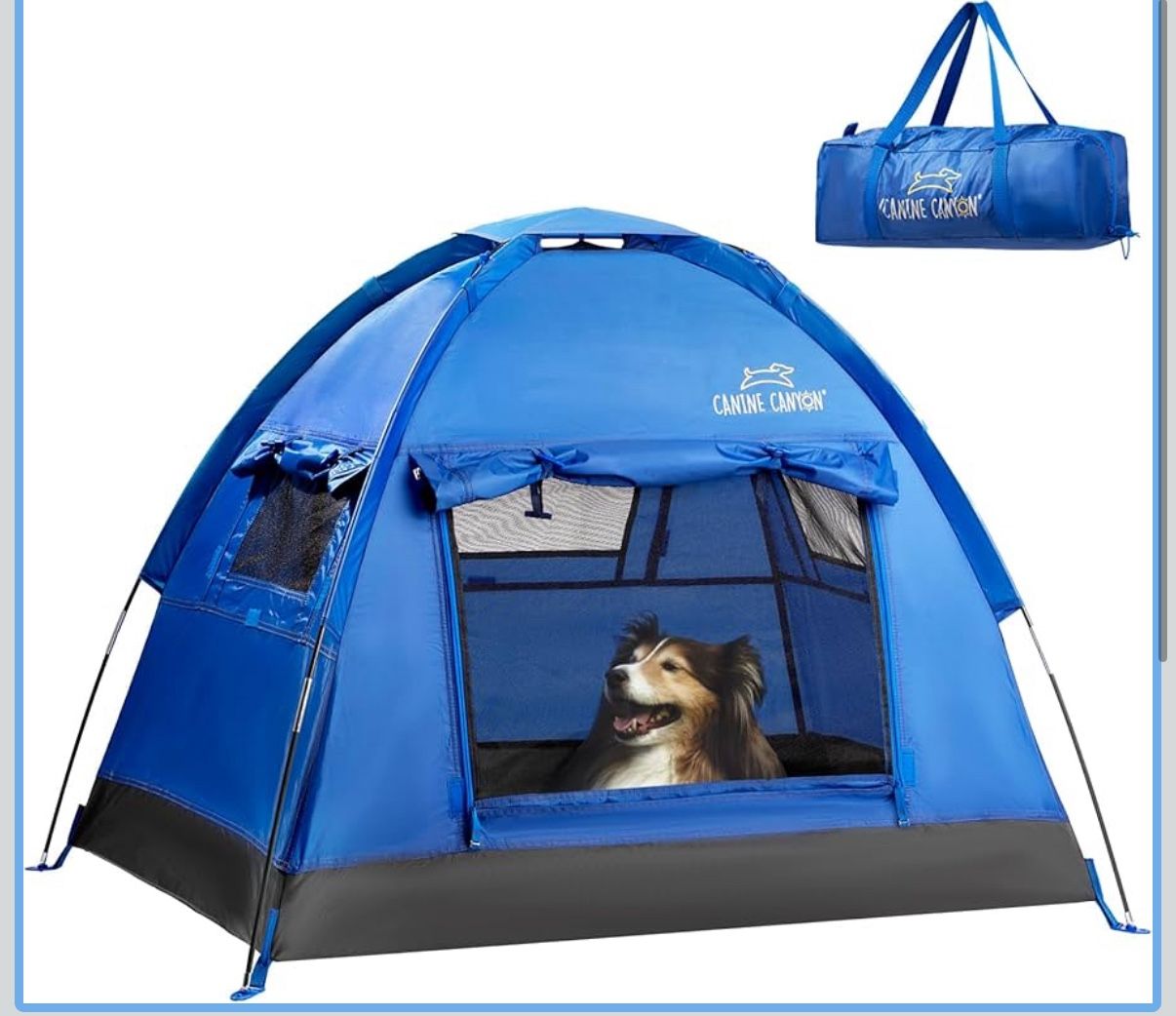 Luna Portable Dog Tent, Indoor/Outdoor Dog House for Camping, Waterproof Cat and Dog Tents with Zippered Door and Mesh Windows for Airflow and Ventila