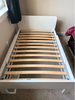 IKEA extendable kids bed frame with slatted base – white
